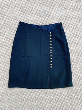 3.1 Phillip Lim Black Pencil Skirt with Gold Button Trim womens size 00